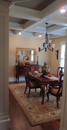 Coffered ceiling offers definition