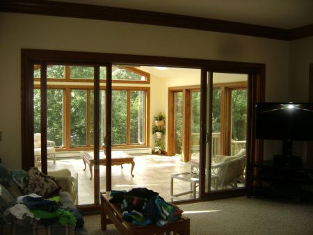 12' wide slider - center panels slide away to allow nearly 6' wide opening