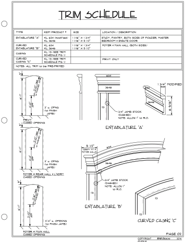 Master Set - Trim Schedule example